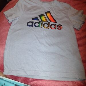 Adidas Kids' Gray T-Shirt with Multicolor Logo